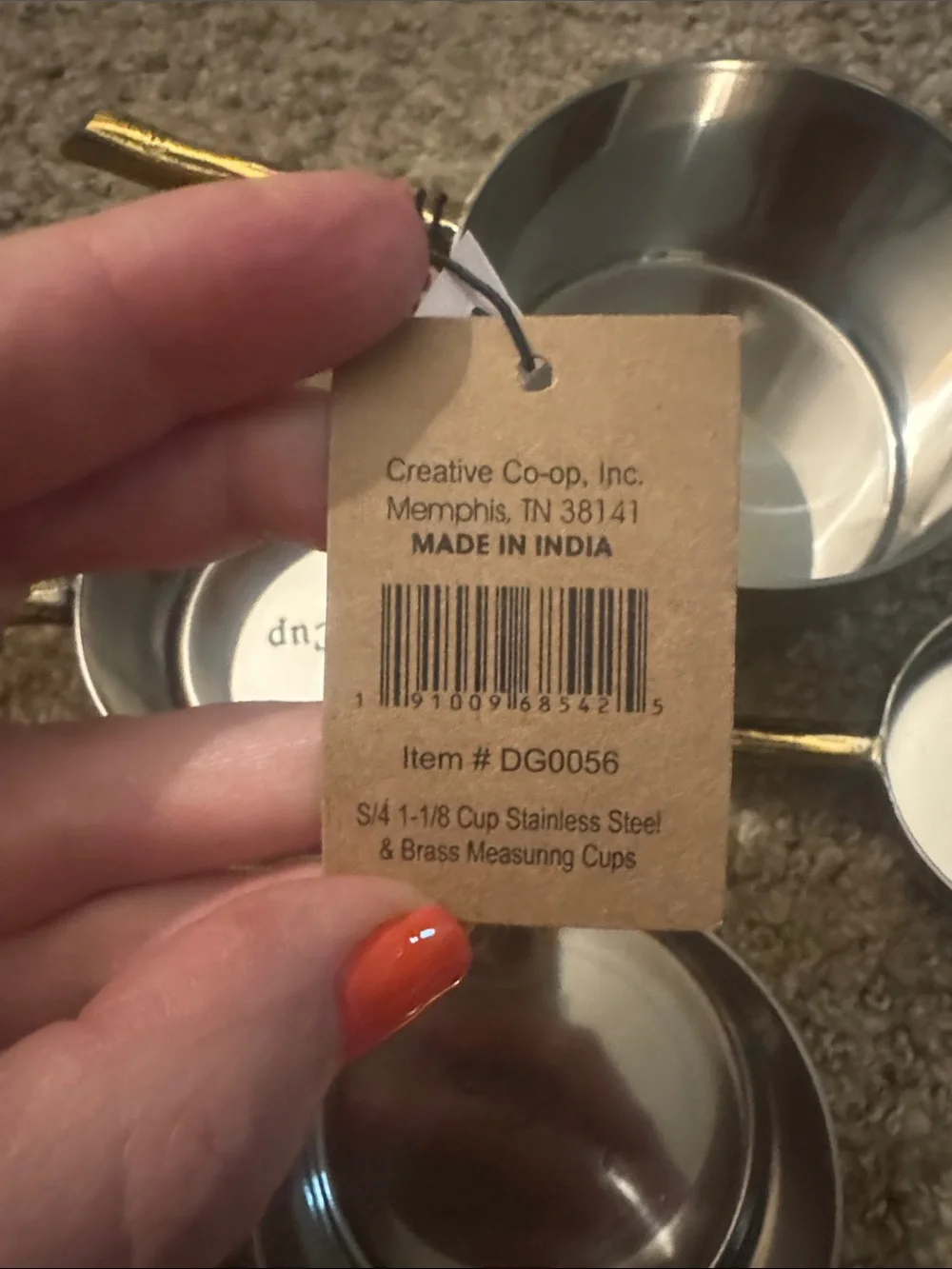 Creative Co-Op Stainless Steel Measuring Cups with Gold Handles